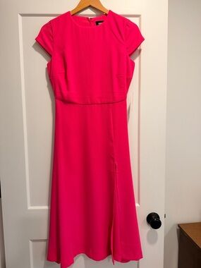 Alexia Admor Hot Pink Cap-Sleeve Midi Dress